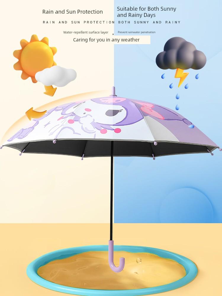 Sanrio Long-Handled Umbrella, Children's Umbrella, Dual-Use for Rain or Shine, Specially Designed for Students Going to School, Cute Cartoon Large