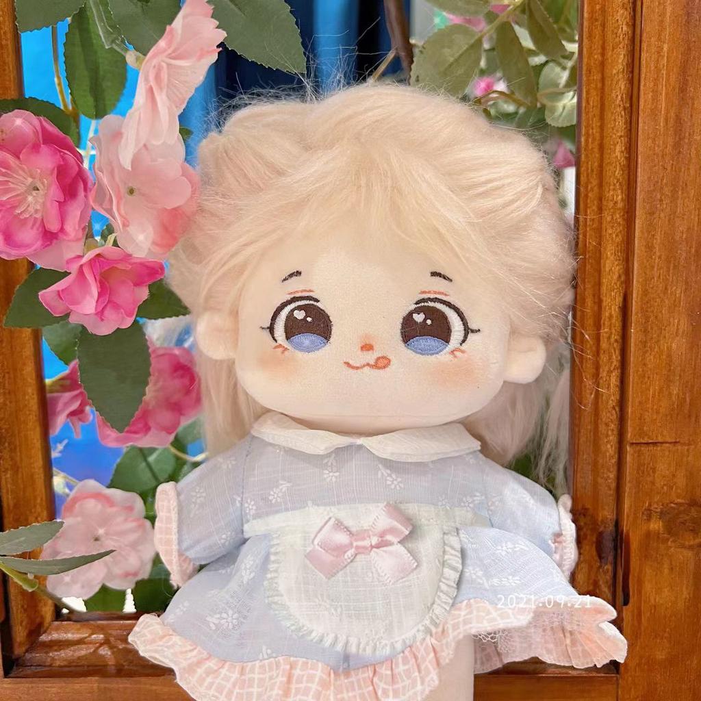 20cm Plush Cotton Doll Cute Dress Girl Summer Day Short Skirt Stuffed Dolls Smile Doll Can Change Clothes Accessory Kids Gift