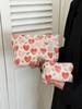 Korean Style Peach Heart Makeup & Skincare Bag - Portable Square Pouch for Coins & Sundries