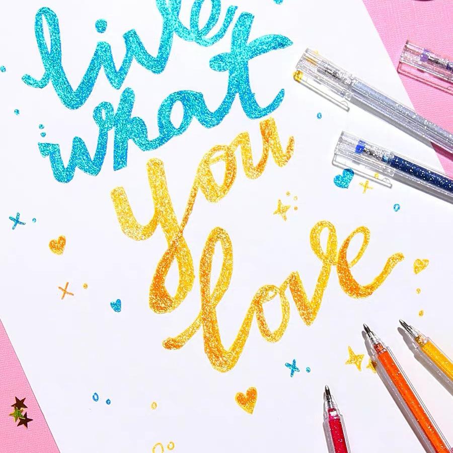 Glitter Gel Pens Set 8 Pack Sparkly Metallic Markers Vibrant Colors for Kids Coloring Drawing Adults Art Crafts Projects