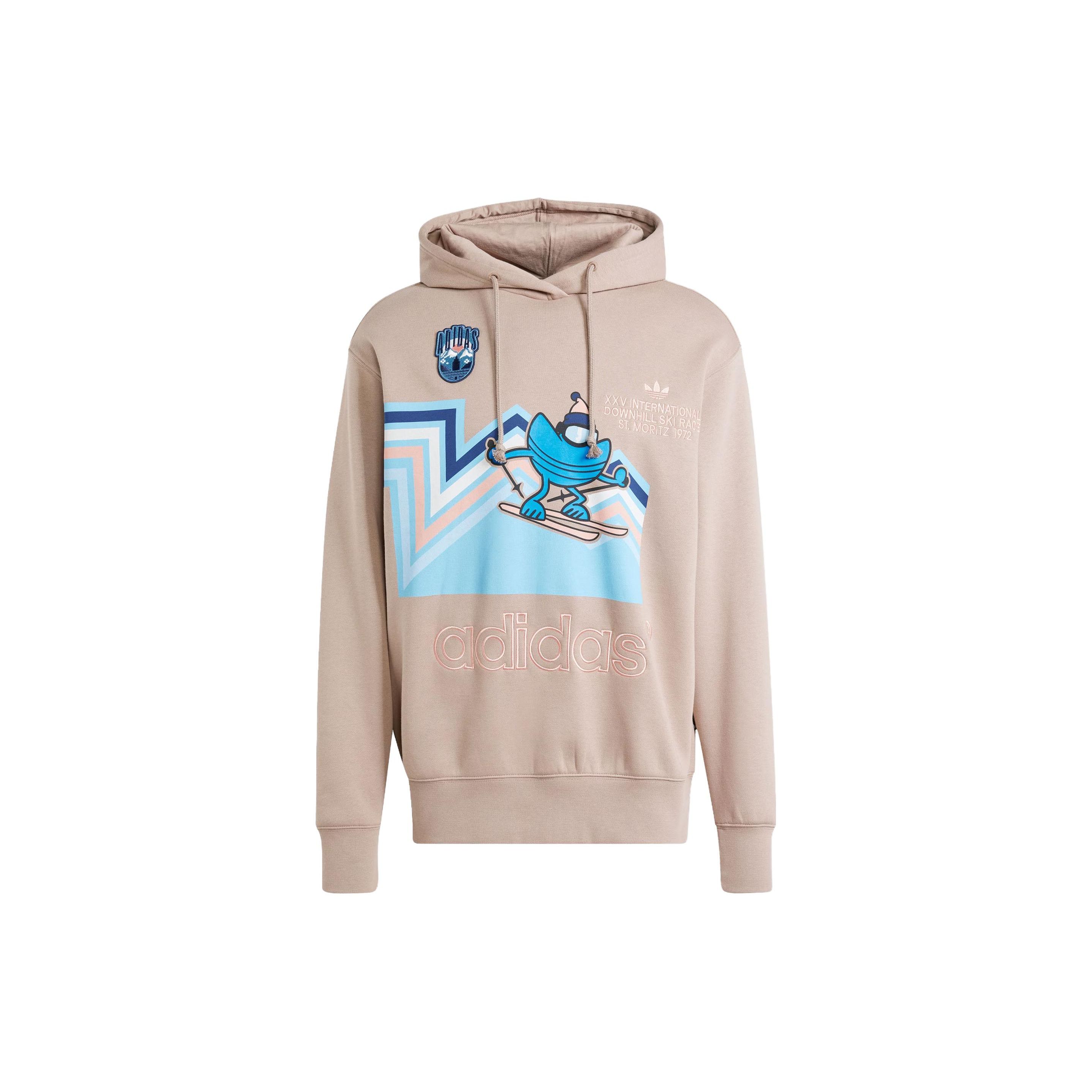 Adidas Originals Holiday Graphic Print Fleece Hoodie Women Chalky Brown IT1742 M