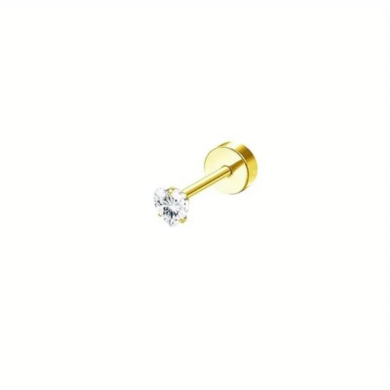 Bobisty 1Piece Earrings for Women Men Stainless Steel Tiny Cartilage Star Moon Heart Elegant Cartilage Piercing Jewelry