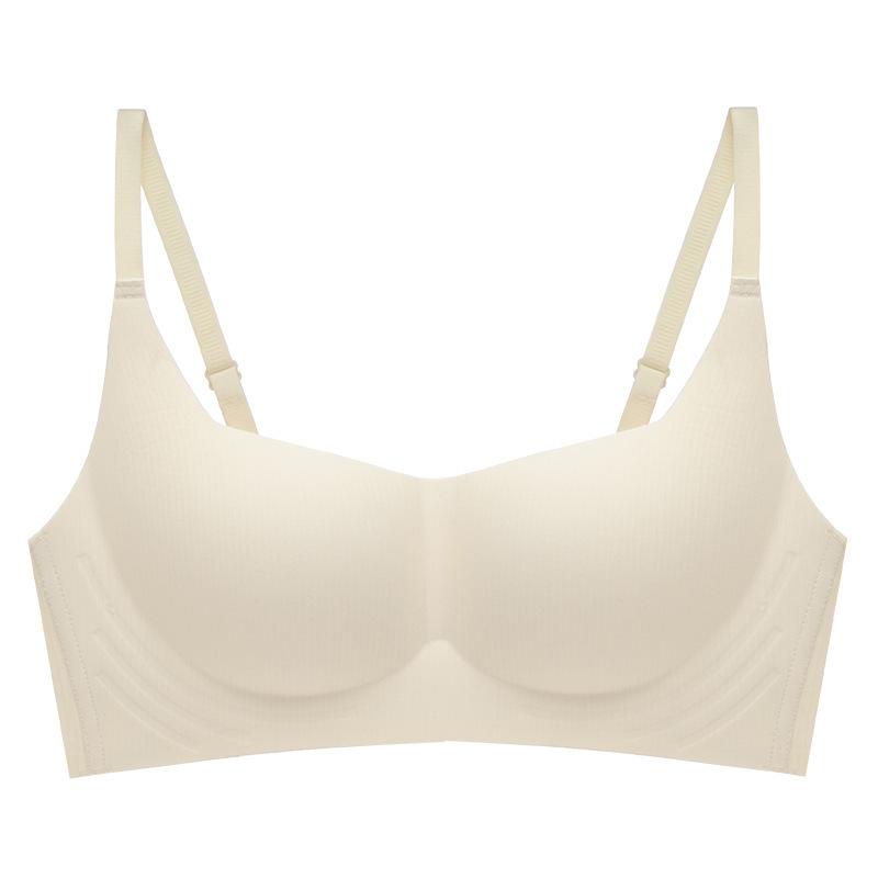 Traceless underwear, women's small breasts gather comfortably, upper support, anti-sagging, no steel ring, double breasts, half a cup, one-piece bra