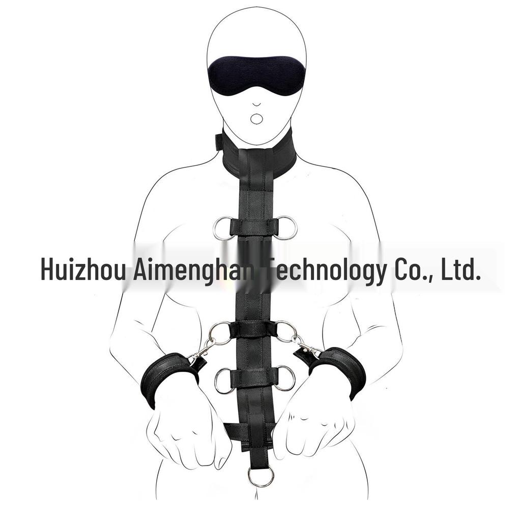 Nine-Ring Bondage Set: Handcuffs, Neck Collar, Waist Belt, Eye Mask, Restraint Straps, Sponge Material.