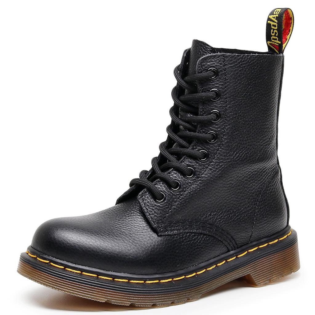 Patrón de lichi 1460 botas cargo mujer capa superior piel de vaca suave botas de pareja cuero genuino británico botas de motocicleta punta redonda tendencia