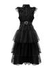 Adult Women's Wednesday Addams Cosplay Prom Dress - Black Halloween Costume