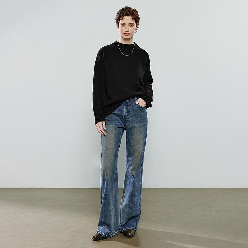 Women's Relaxed Fit Stand Collar Brushed Sweater