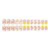 24 Stück Kurze Quadratische Falsche Nägel Blumen Künstlicher Nagel French Tip Aufkleben Nagel Glänzend Aufdrücken Nagel für Frau
