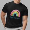 Myśl Pozytywnie Tęczowa Koszulka Retro Styl Vintage Graficzny T-shirt Unisex Casualowy Top