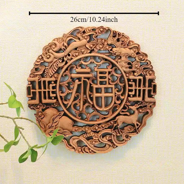

1pc Chinese Woodcarving Ornaments Solid Wood Carving Crafts Living Room Wall Decoration Home Accessories Wall Decorations