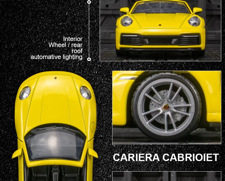Caipo 88706 911 Carrera Alloy Toy Car with Sound, Light & Pull-back Function