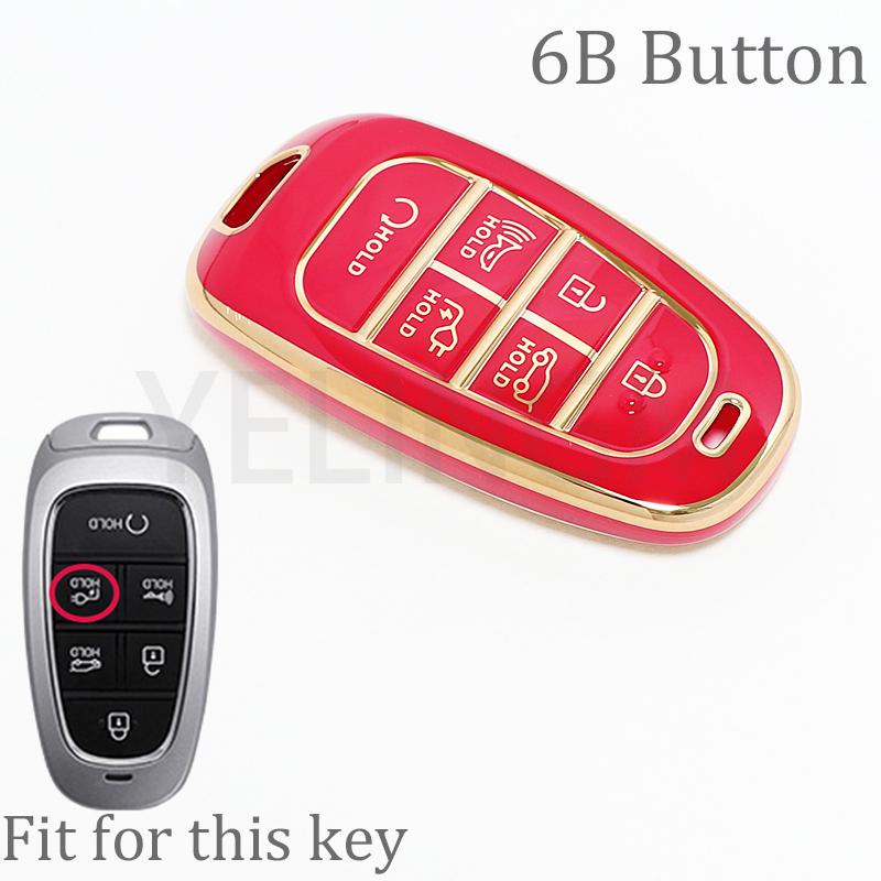 Soft Tpu Car Key Fob Protector Skin Case Cover For Hyundai Sonata Tucson Santa Fe Hybrid Nx4   Remote 6 Buttons Keychain