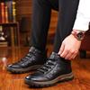 Men Leather Boots Wool Fur Thick Composite Sole Winter Shoes Men Cowhide Leather Designer Outdoors Ankle Boots for Man.