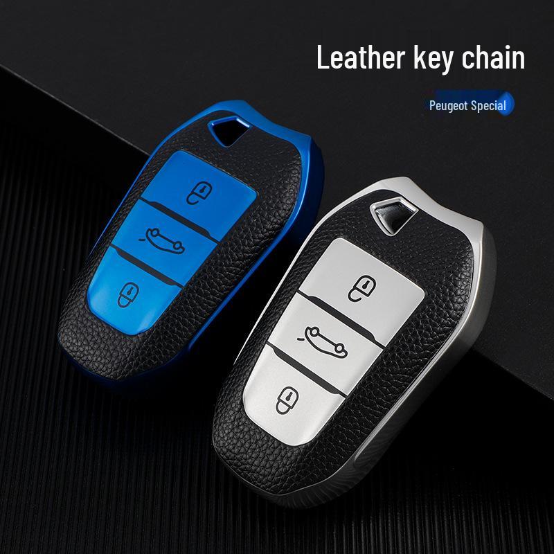 Leather Pattern Key Cover for Peugeot 408, 308, 4008, 3008 Series