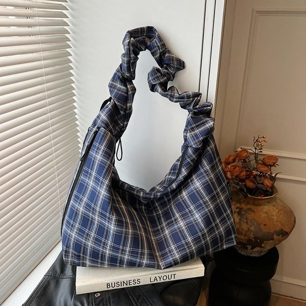 Japanese Plaid Shoulder Bag Vintage Women's Tote Bag Ins Plaid Crossbody Bag  Girls