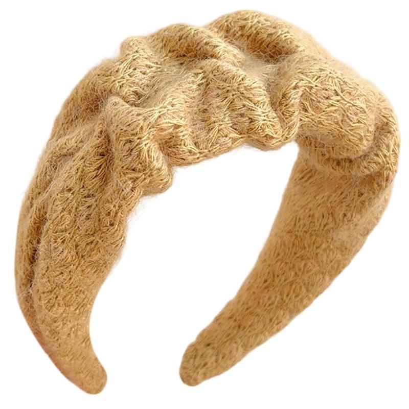 Strukturierte Kunststoff Kopfbedeckung Acryl Gestrickter Haarreif Merkmal Breite Kante Für Herbst Winter Mode Haarstyling