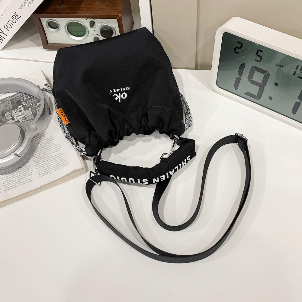 French Styl Soft Cloth Shoulder Bag With Handle Drawstring Crossbody Bag Underarm Pouch Handbag Casual Outing