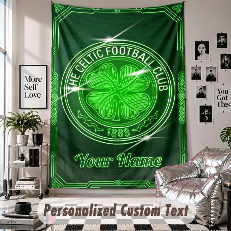 Custom Tapestry Wall Hanging, Celtic FC Personalized Name Text Home Wall Decor