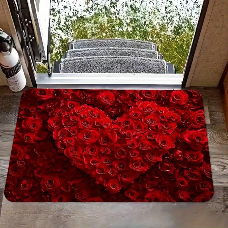 

VIKAMA Vibrant Rose Carpet Valentine s Day Carpet Heart Love Rug Doormat Welcome Mat Rug For Bedroom Carpet For Live Room Home 40X60CM (1.3X2FT