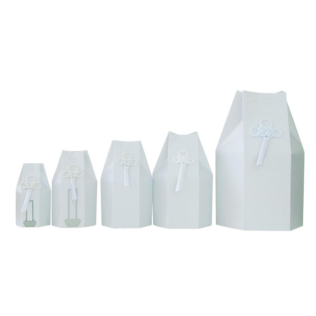 Buddhist Altar Bone Bag Cover Only, Hexagonal, Diamond-shaped, White, Twisted Yarn Taffeta Urn Cover (4 Inches), Includes Posthumous Buddhist Name