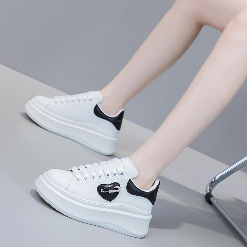 Women's shoes versatile platform casual single shoes autumn muffin color matching small shoes sports leather
