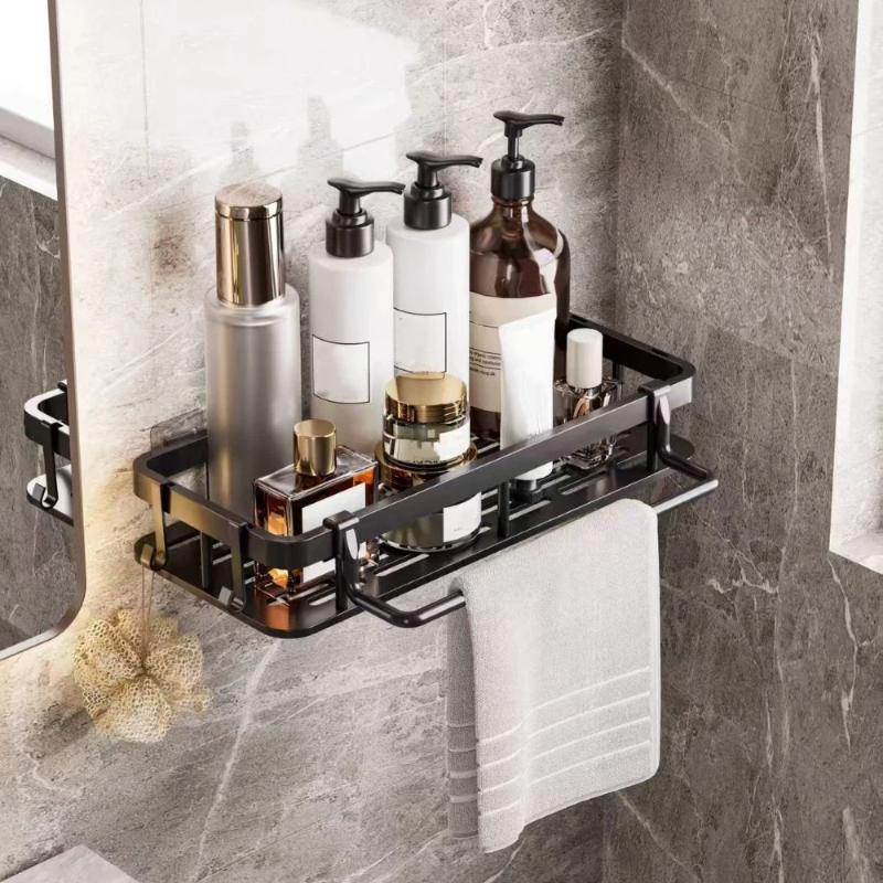 Bathroom Shelf No Drill Wall Mounted Shampoo Bottle Shower Corner Rack Toilet Storage Rack Bathroom Kitchen Accessories