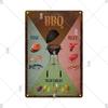Dad's BBQ Party Metal Tin Plaque Retro Tin Signs Barbecue Rules Slogan Plate Vintage Grill Poster Yard Garden Kitchen Wall Decor
