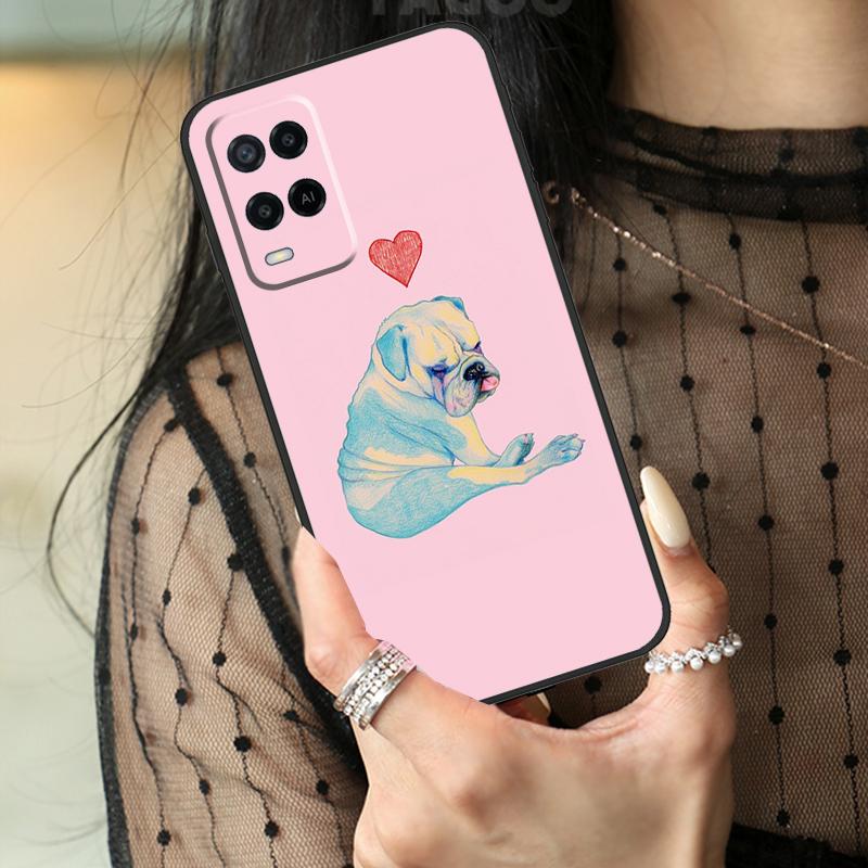 French Bulldog Case For Oppo A16 A76 A96 A17 A18 A60 A80 A40 A38 A58 A78 A98 A94 A74 A54 A15 A57 A77 A5 Pro