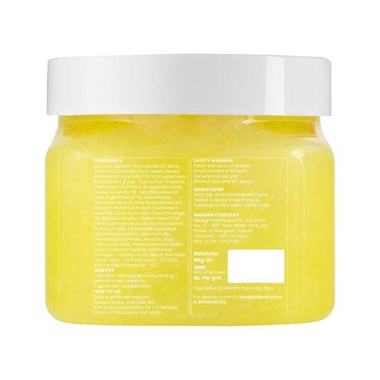 WildOak Candid Lemon Sugar Body Scrub | 300g | Kojic Acid, Hyaluronic Acid, Ceramides, Collagen & Peptides | De-Tan & Brightens Dark Areas