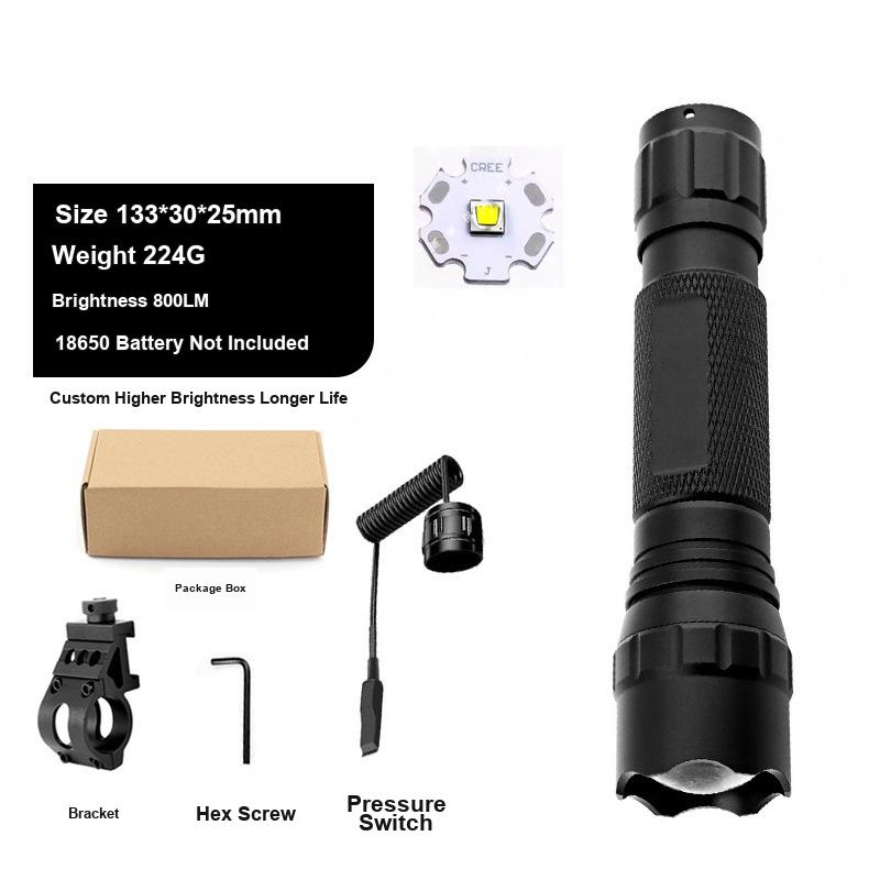Tactical Flashlight Super Bright Strong Light Rat Tail Dual Control USB Rechargeable Long Range Illumination for Outdoor