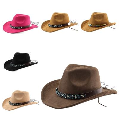 Breiter Rand Cowgirl Ritterhut Vintage Jazzhut Mode Western Cowboyhut Unisex