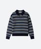 MOONSUN M.C Unisex, Stripe Wool Collar Knit / Navy