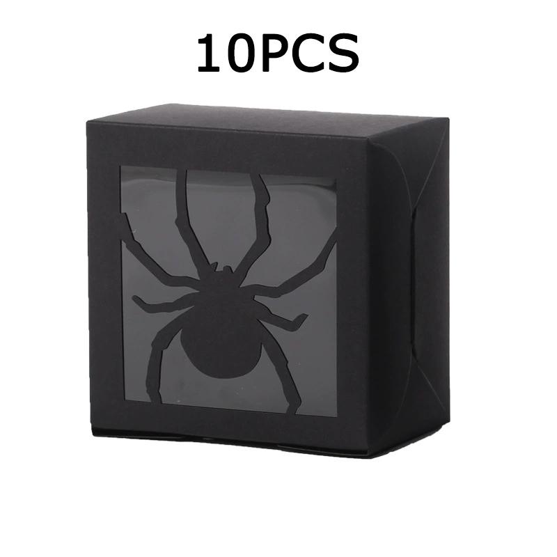 WTEMPO Foldable DIY Halloween Paper Gift Boxes Funny Clear Window Square Small Presents Packaging Boxes Party Decor Treat Boxes
