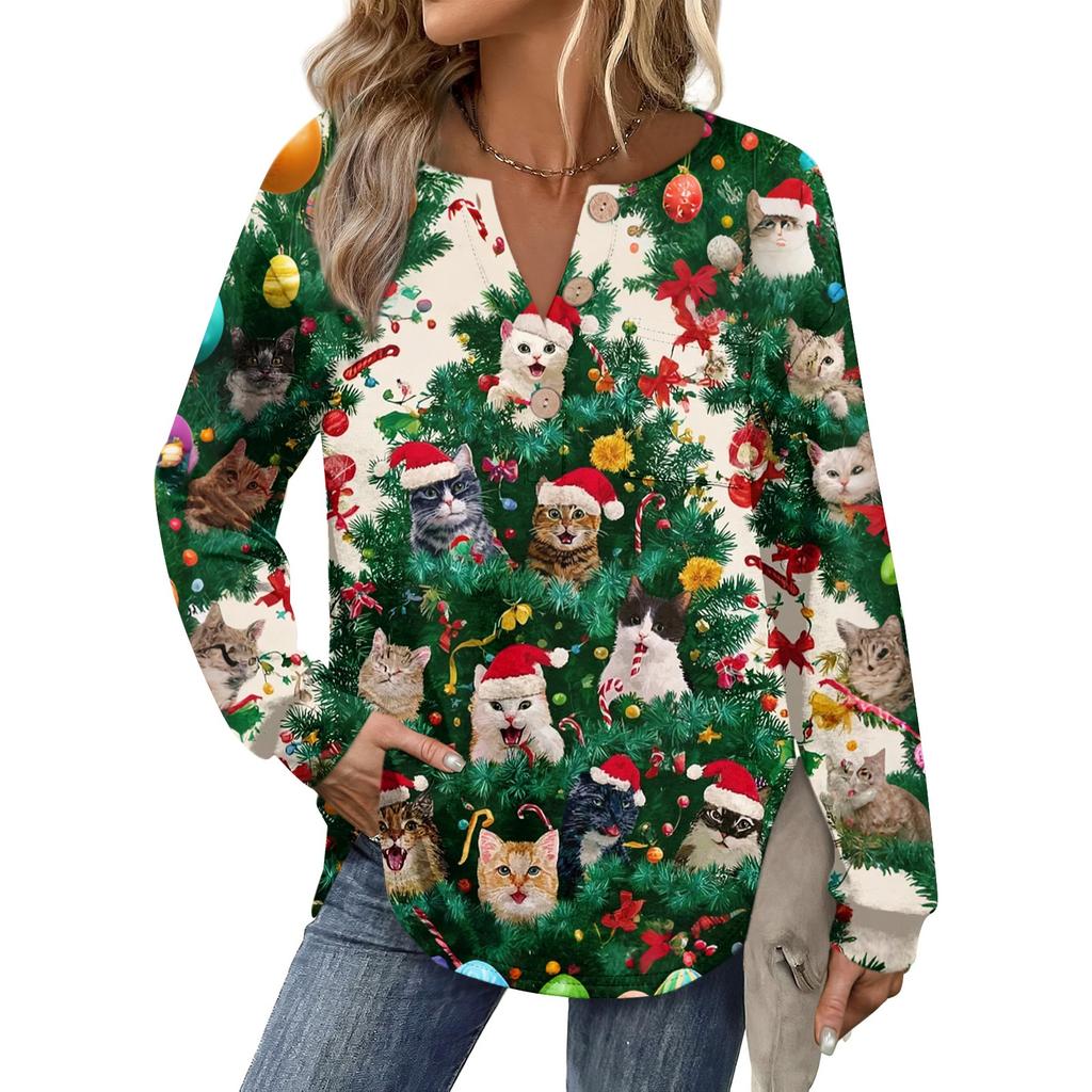 Women's Retro Printed Fashionable Long-sleeved Top