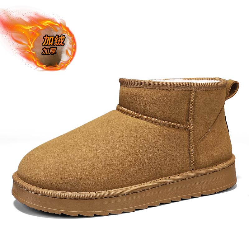 

Thermal Snow Boots for Men Women Suede Leather - High Top Winter Cotton Fleece Lined Couple Shoes Non-Slip Cold Weather Boots 36