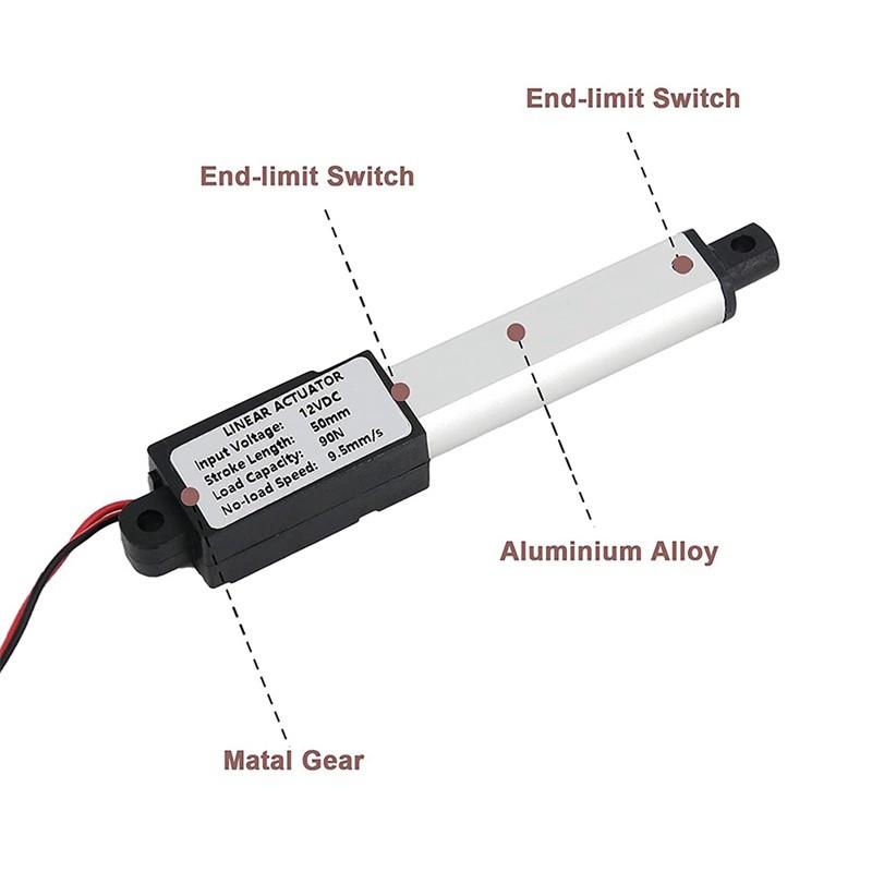 2 Inch 12V 9.5mm/S Electric Push Rod Linear Actuator Stroke Micro-Linear Actuator Electric Waterproof Actuator Motor