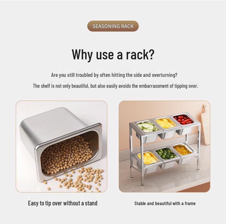 1/6 Double Layer Slanted Tray Rack with Lid for Milk Tea Shop Seasonings and Fruit Powders