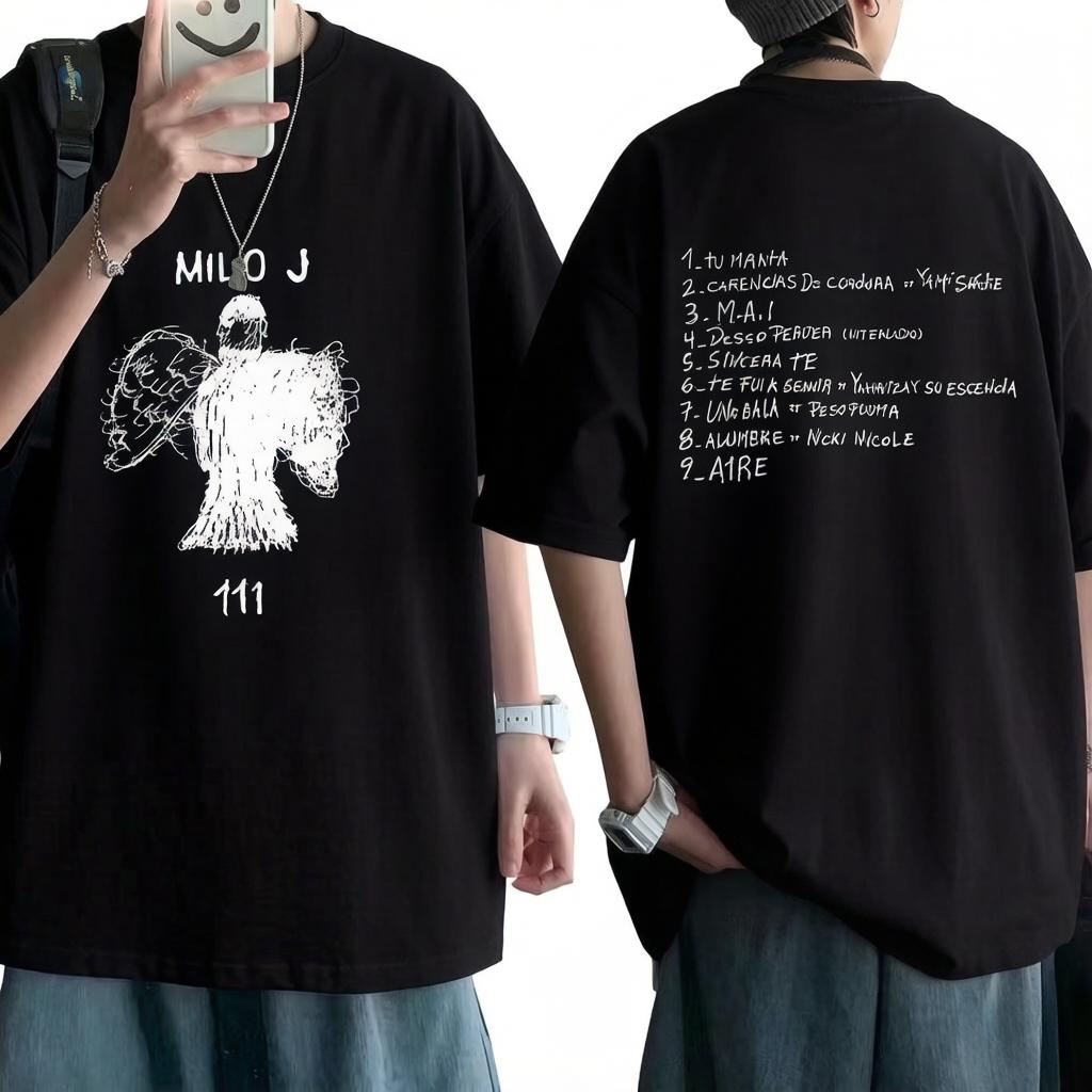 

Rapper Milo J 111 Album Merch T Shirt Unisex Women Clothes Harajuku Hip Hop Tshirts Vintage Cotton Short Slevee Tshirt Streetwear XXL