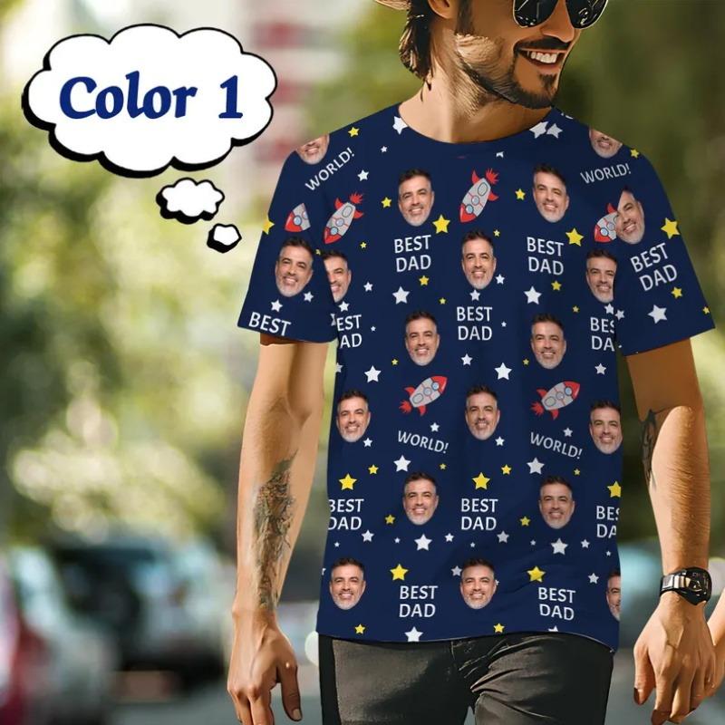 

Custom Face T-shirts For Men Full Print Personalized Diy Face Photo Tshirt Custom Picture Short Sleeve Round Neck Tee Shirt 5XL