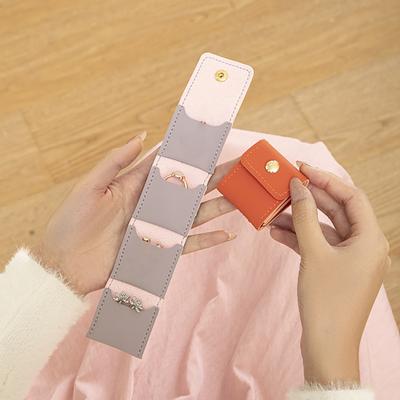 Mini Travel Jewelry Bag Foldable Roll-up Jewelry Storage Pouch Portable Jewelry Organizer with 4 Compartments for Rings Earrings Necklaces Bracelets
