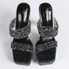 2025 Europe and America 15cm high-heeled sandals luxury crystal sequins sexy hollow cool slippers high heels LFD-3640-A2