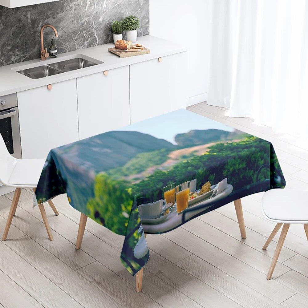 Bedruckte Tischdecke mit Gourmet-Kuchen, für Restaurant, Küche, Tischdekoration, schmutzabweisend, wasserdicht, rechteckig, Heimdekoration