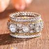 Gorgeous Bright Zirconia Finger Ring Female Luxury Wedding Band Two-tone Style Accessories Fashion Delicate Lady Jewelry