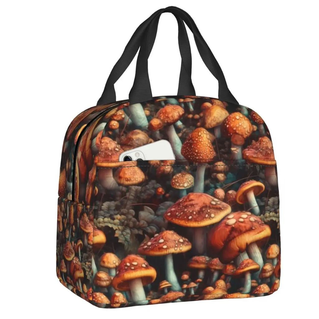 Mushroom Forest Insulated Lunch Bag for Women Leakproof Thermal Cooler Bento Box Office Picnic Travel