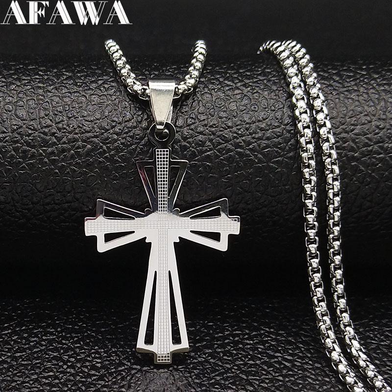 Catholicism Cross Stainless Steel Necklace Men Gold Color Chain Necklaces Anniversary Birthday Gift Jewerly corrente masculina