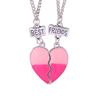 Set di 2 Collane con Ciondolo a Mezzo Cuore Colorato Catena con Perline Fascino Migliori Amici Choker Gioielli BFF Per Bambini Amicizia