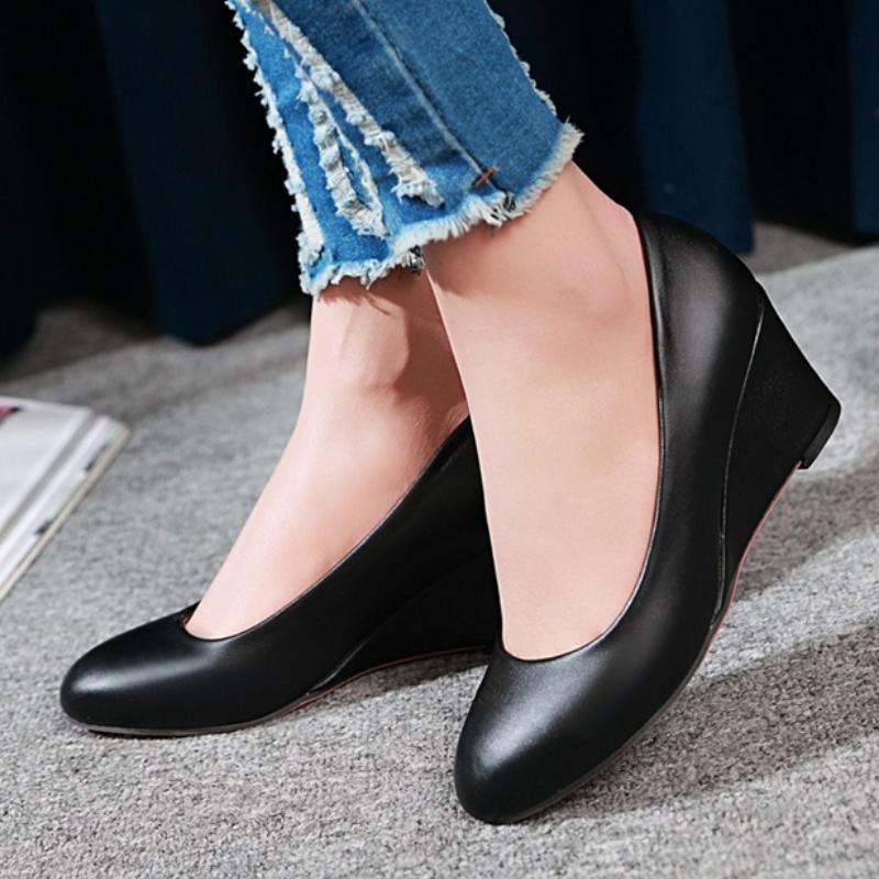 Classic Women's Wedge Heels Shoes Fashion Pink Black White Blue Wedges Party Wedding Office Shoes Ladies Dress Pumps Spring 2026