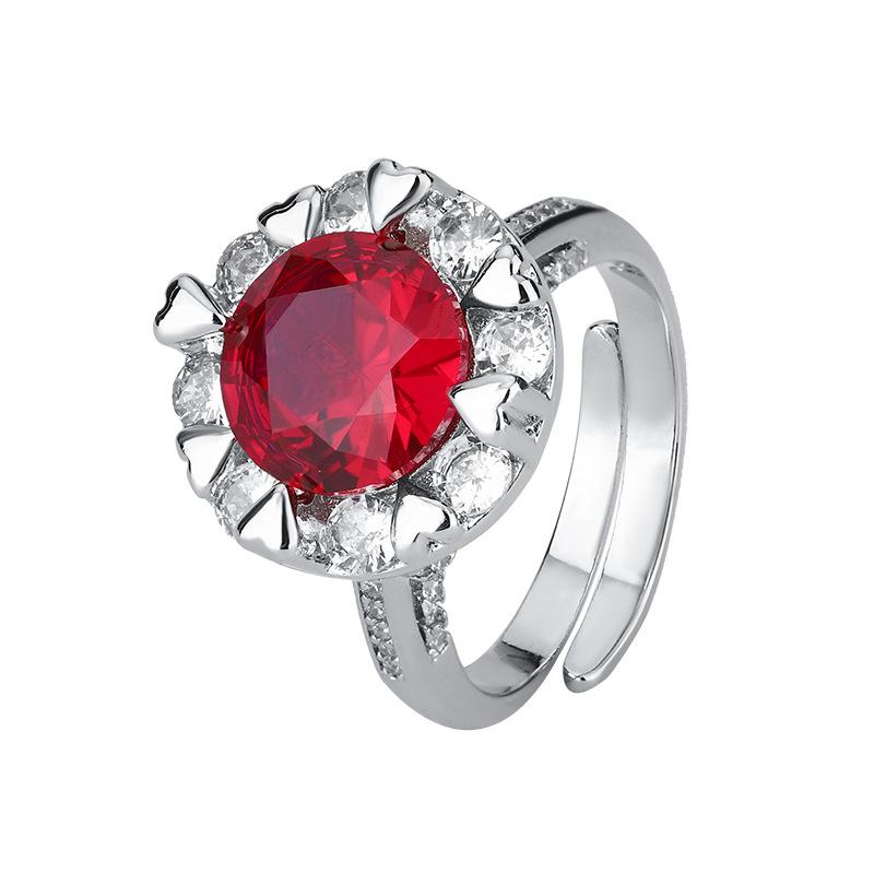 Jewelry Copper Bottom Gold-Plated Simulation Color Treasure Corundum Temperament Bow Ring Female 10Mm