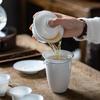 Minimalist White Jade Porcelain Kung Fu Tea Set: Handmade Teacups & Gaiwan Business Gift