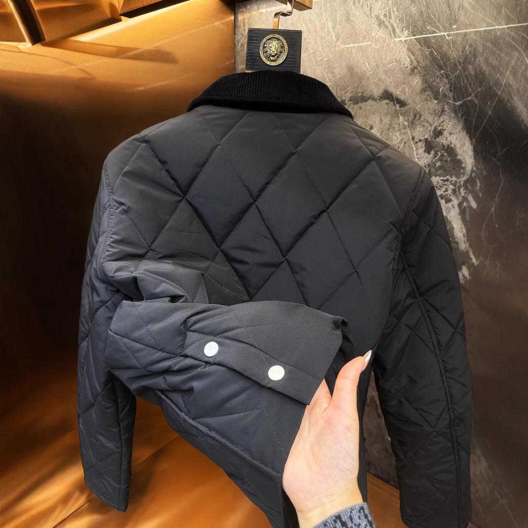 Weft Men's Black Autumn And Winter New Casual Lapel Cotton Jacket Coat Cm